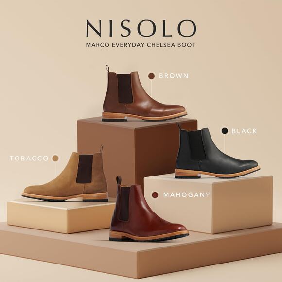 NISOLO MEN\'S MARCO EVERYDAY CHELSEA BOOTS, BROWN, 9.5 main image 5